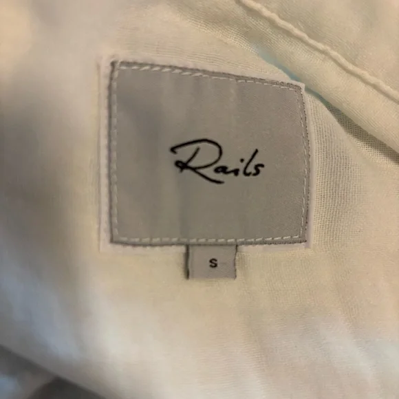 Rails Ellis gauze white organic cotton Button-Up Shirt S - Picture 8 of 9
